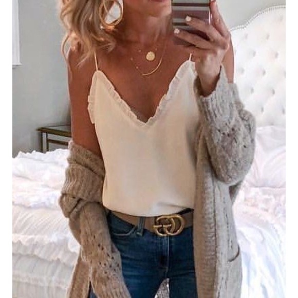 NEW! Ruffle Neckline Tank Top | White - Picture 2 of 6